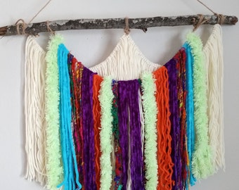 Boho multi color yarn wall hanging