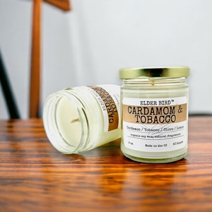 Cardamom & Tobacco Candle – Handmade Soy Wax, Warm Spiced Aroma, Masculine Cozy Gift