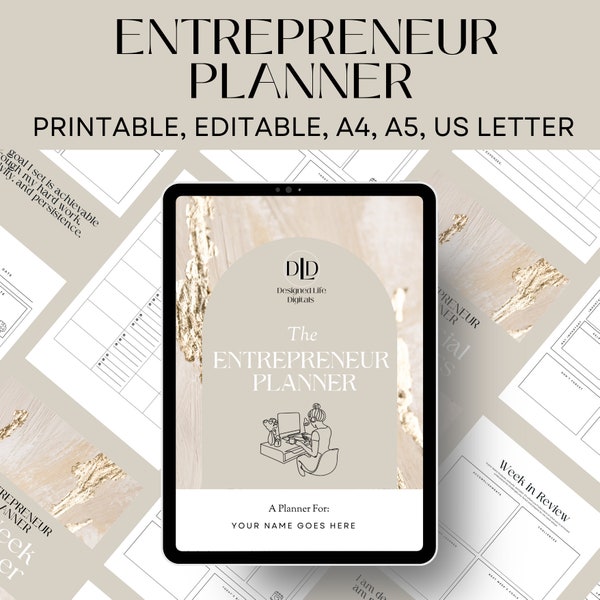 Entrepreneur Planner, 52 Page, Undated, Printable, Side Hustle Planner, Small Business Planner Template, Daily Entrepreneur Planner