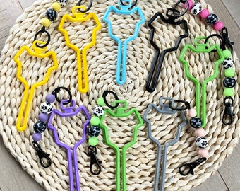 Doggie Poop Bag Holder: Leash Attachment with Paw Print Beads