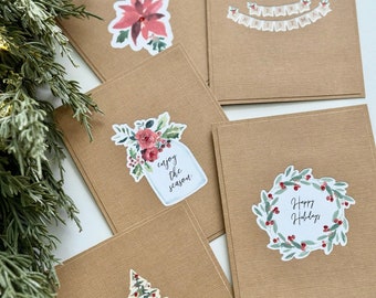 Handmade Christmas Cards: Kraft Holiday Notecards, Set of 5