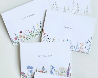 Floral Greeting Cards: Handmade Wildflower Notecards, Set of 5