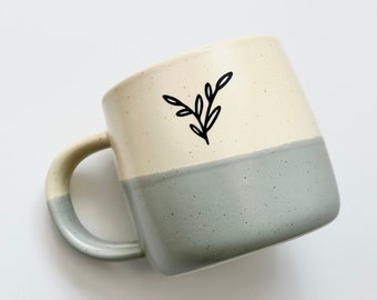 Handmade Blue Ceramic Coffee Mug: Modern Speckled 14oz Mug