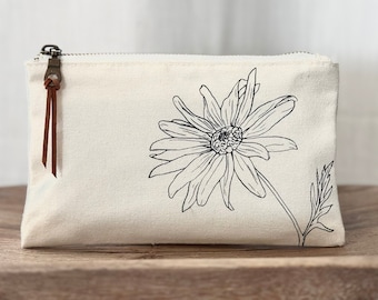 Floral Canvas Makeup Pouch: Eco-Friendly Travel Cosmetic Bag