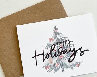 Handmade Happy Holidays Card Set: Christmas Tree Notecards, 12 Pack