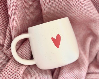 Abstract Red Heart coffee mug, Valentine’s Day Coffee Mug, Speckled sesame ceramic mug, 14oz coffee mug, Valentine’s Day gift