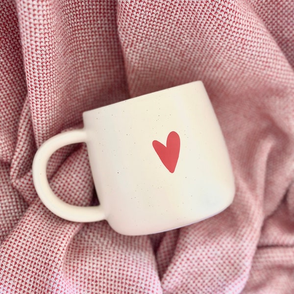 Abstract Red Heart coffee mug, Valentine’s Day Coffee Mug, Speckled sesame ceramic mug, 14oz coffee mug, Valentine’s Day gift