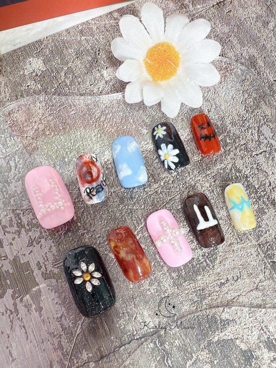 G-dragon MAMA Stage Inspired Press on Nails | Hand Painted Nails