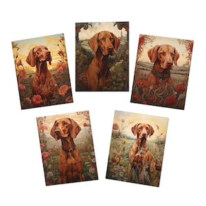 Cartes de voeux à motifs multiples en Vizsla hongrois (paquet de 5)