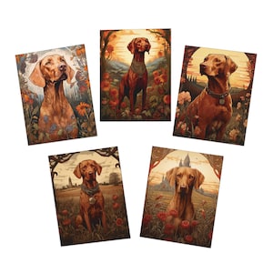 Cartes de voeux à motifs multiples en Vizsla hongrois (paquet de 5)