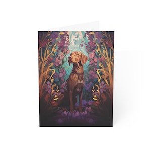 Cartes de vœux Vizsla hongroises (1, 10, 30 et 50pcs) Aquarelle 1