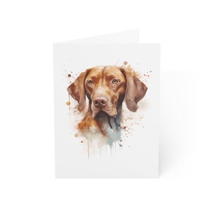 Cartes de vœux Vizsla hongroises (1, 10, 30 et 50pcs) Aquarelle 1