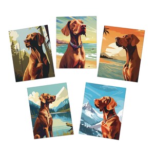 Cartes de voeux à motifs multiples en Vizsla hongrois (paquet de 5)