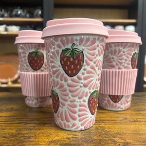 Termo Talavera Fresa Hecho En México Taza De Viaje Termo Hecho En México