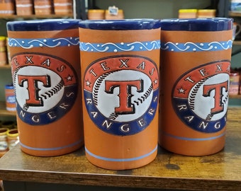 TEXAS RANGERS Clay Beer Mug Michelada Cup Made in Mexico Artesania Tarro Cup 32oz