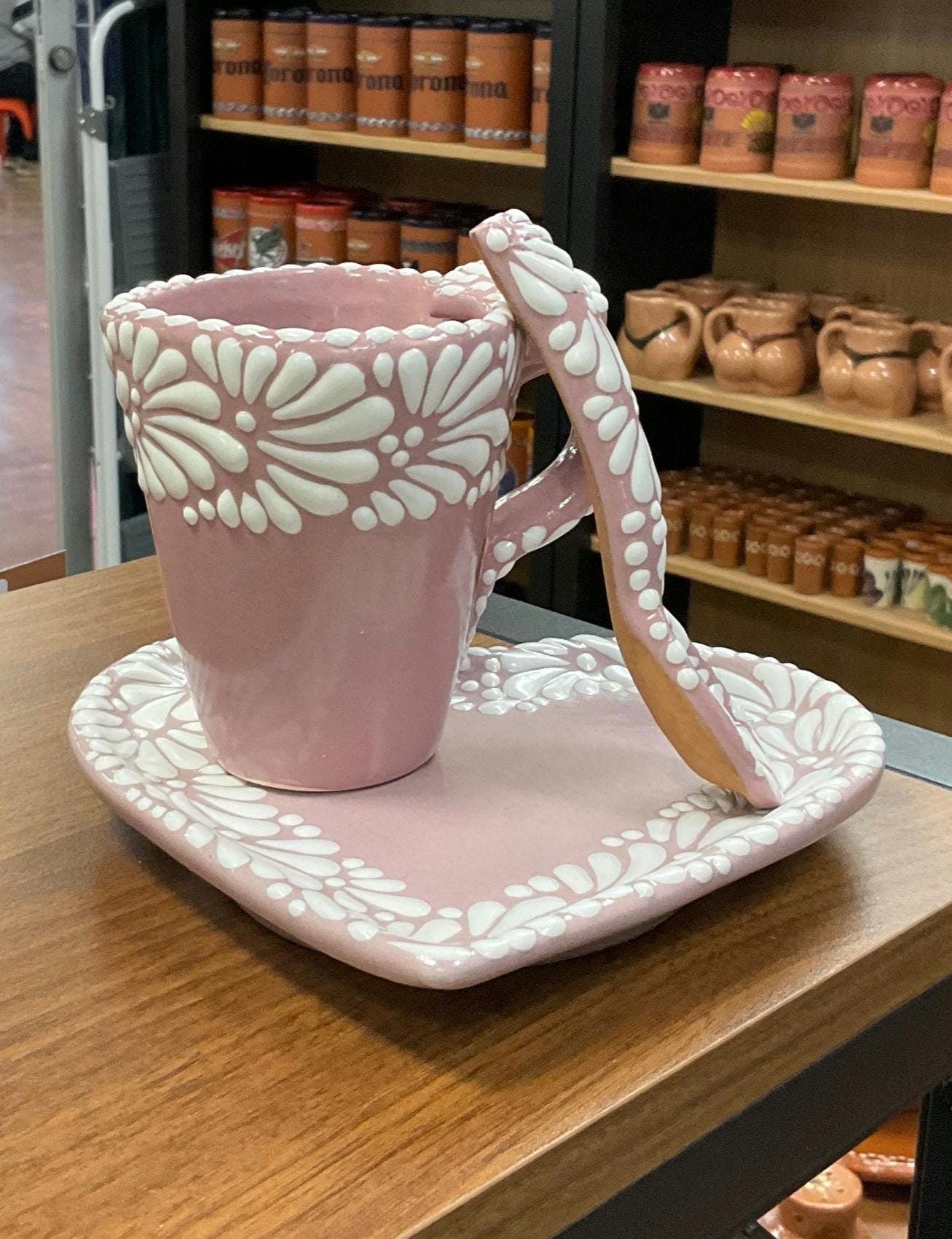 Talavera Heart Shape Mug Set Made in Mexico Talavera