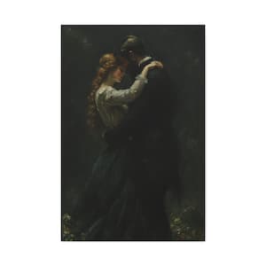 Dark Academia lovers embrace Oil Painting, Gothic Canvas Print, Antique Victorian Vintage Home Decor, Moody Wall Art, Romantic Aesthetic