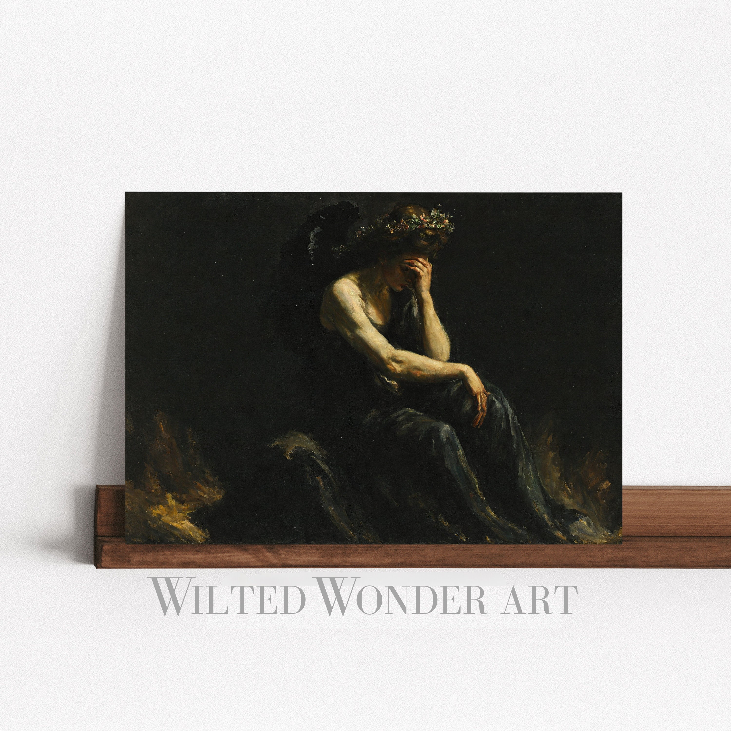 Dark Academia Angel of Despair Printable, Gothic Painting Download ...