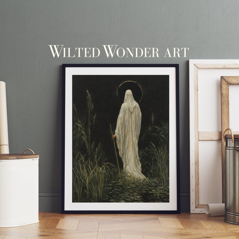 Dark Academia White Robed Wanderer Printable, Gothic Painting Download ...