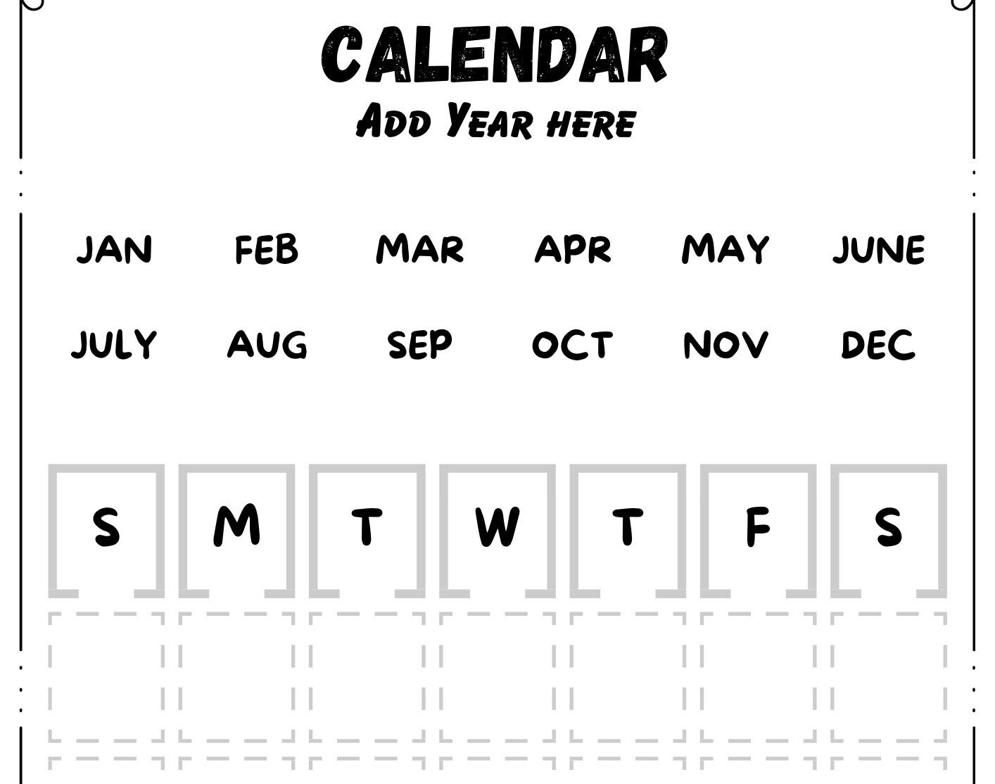 2024 Blank Calendar Potrait Template Blank and Printable - Etsy