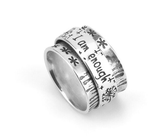 I Am Enough Ring Wide Face Romantic Unique Made to Order by