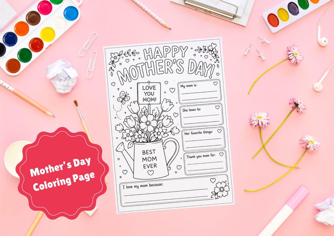 Mother’s Day Coloring Page Printable | Best Mom Ever Activity Sheet for ...