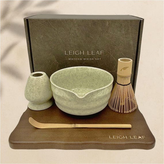 Matcha Whisk Set – 5 Piece Kit with Wooden Display Board