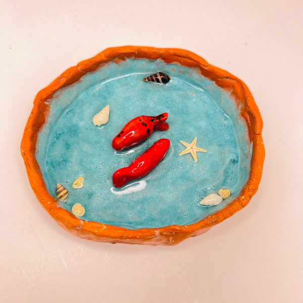 Mahi Haftsin,حوض ماهی سنتی، Haftseen, حوض سفالی سنتی دستساز،Resin, Ceramic Fish Bowl,  Goldfish, Nowruz, Persian Resin Fish Art.