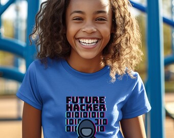 Camisa STEM do jovem futuro hacker, programador de computador, ciência da computação, crianças STEM