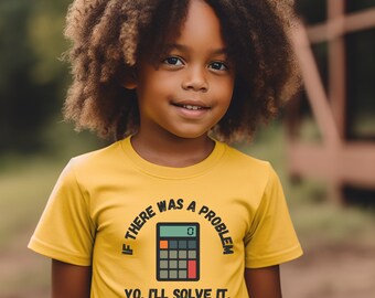 Problema? Ei, eu vou resolver isso – camiseta infantil com estampa de matemática, camiseta engraçada com letras de rap
