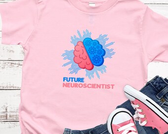Camiseta infantil STEM do futuro neurocientista - STEM Kids, camisa cerebral de neurociência