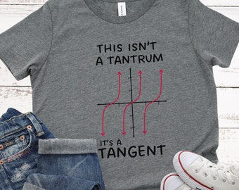 Camiseta de piada matemática de birra juvenil, piada de matemática tangente, camisa STEM, crianças STEM, matemática infantil, humor de birra