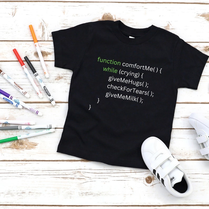 STEM Toddler - Codering JavaScript "Give Me Milk" -technologie en codering T-shirt afbeelding 1