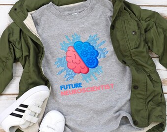 Camisa STEM do Futuro Neurocientista Juvenil - STEM Kids, Camisa Cérebro de Neurociências