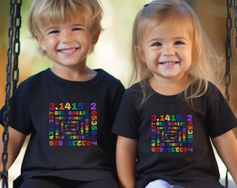 Camiseta infantil espiral arco-íris Pi STEM, matemática STEM, camisa matemática, camisa STEM, camisa infantil de matemática, humor Pi