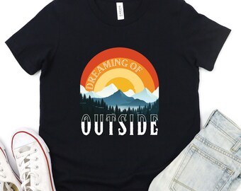 Crianças sonhando com camiseta gráfica externa, roupas infantis de montanhas, mentalidade de crescimento, camisa natural