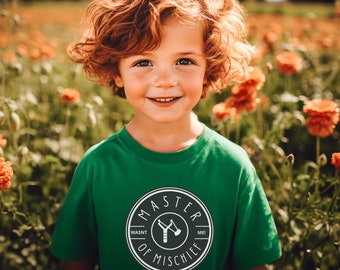 Camisa Master of Mischief, humor infantil, camiseta engraçada, camisa infantil, Manager of Mischief