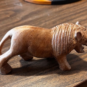 Vintage Wood Lion Sculpture,Hand Carved Statue