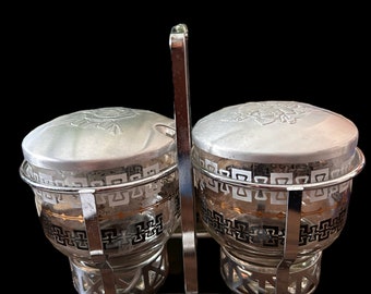 Vintage  Glass Condiment Set,Tableware