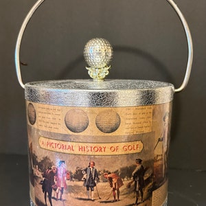 Vintage Golfers Plastic Ice Bucket made Japan shape of ball on tee