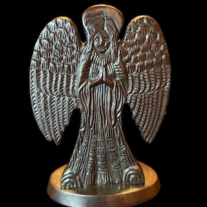 Vintage Solid Brass Angel Candle Holder