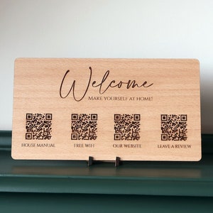 Benutzerdefiniertes QR-Code-Zeichen, mehrere personalisierte Links, Holz-WiFi-Schild für Airbnb, Home Internet, Business Salon, Verbinden für Wi-Fi, Scan to Meter