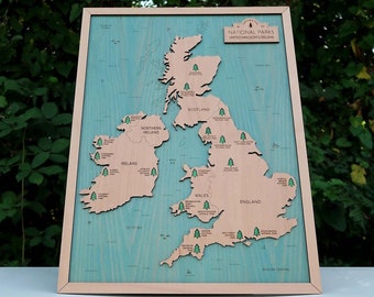 UK National Parks Map, Family Adventure Map, Travel Checklist, UK Road Trip, Scratch Off Map, UK Camping Adventure, Summer Gift