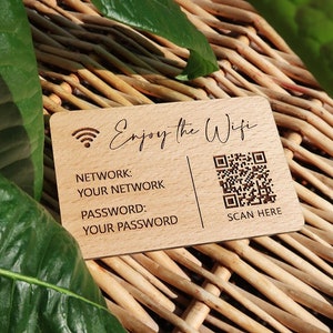 Gepersonaliseerd bord wifi QR-code, wifi-bord voor Airbnb, bord thuisinternet, zakelijk bord, verbinden voor wifi, aangepast wifi-wachtwoordbord hout
