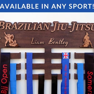 Personalised Medal Display, BJJ Gift, Custom Trophy Shelf, Brazilian Jiu Jitsu, Martial Arts, BJJ Gift for Her/Him, Race Medal Wall Hanger