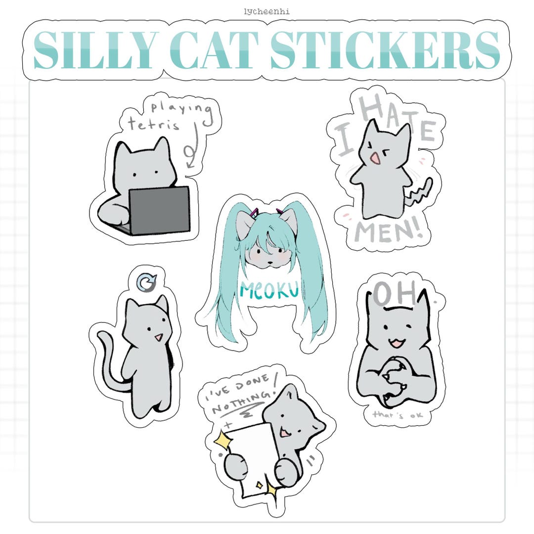 Silly Computer Decals Silly Gray Cat Meme Stickers: Waterproof Laptop Decals - Etsy