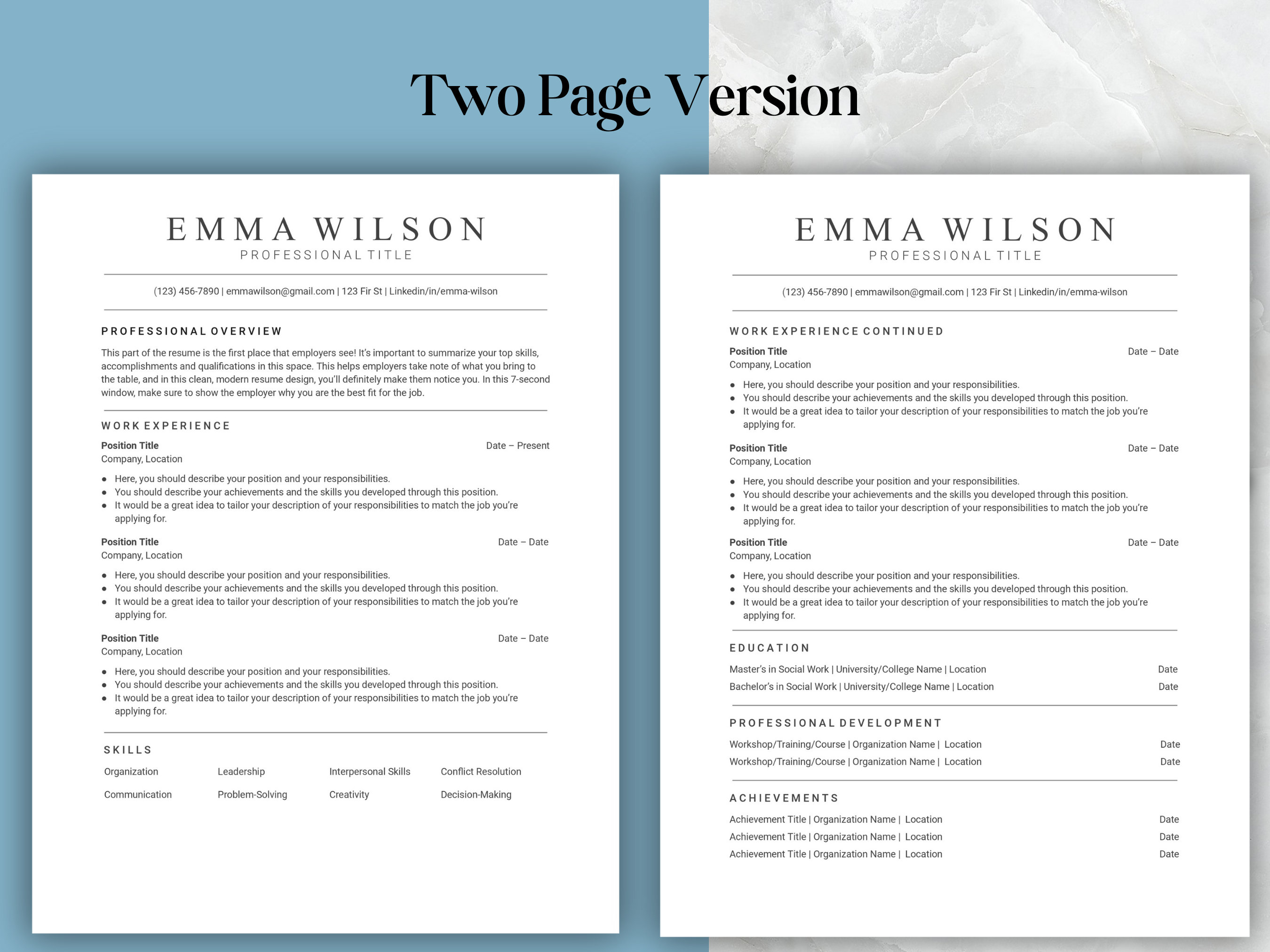 ATS Friendly Resume Template Word Google Docs ATS Resume - Etsy