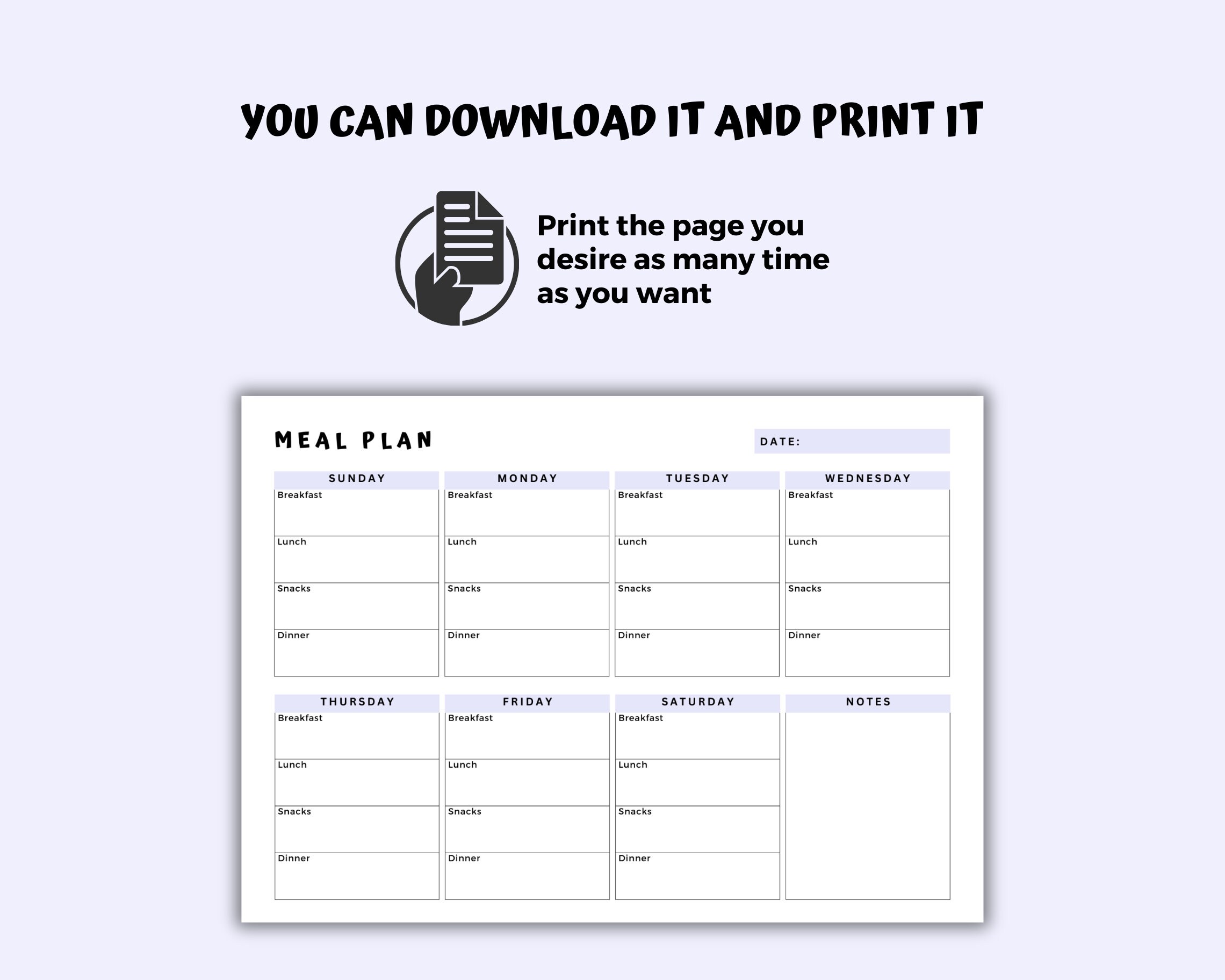Weekly Meal Planner 7 Day Meal Planner Weight Loss Meal - Etsy