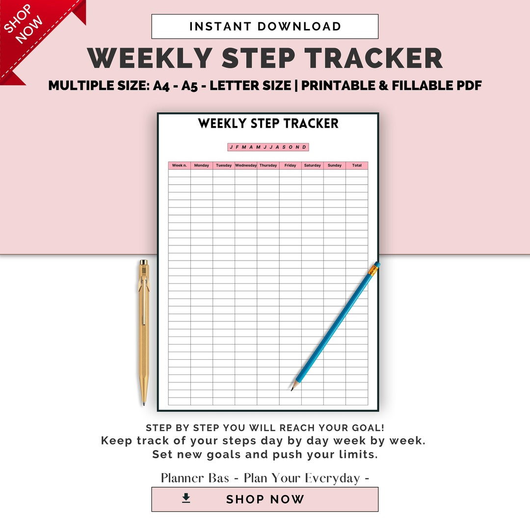 Step Tracker Printable Step Counter Daily Step Log Monthly - Etsy UK