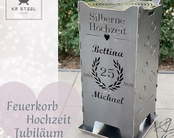 Feuertonne Feuerkorb Hochzeit Jubiläum Hochzeitstag Geschenk PERSONALISIERT